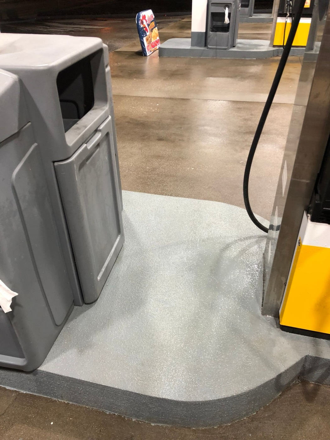 Gas station pump island after cleaning