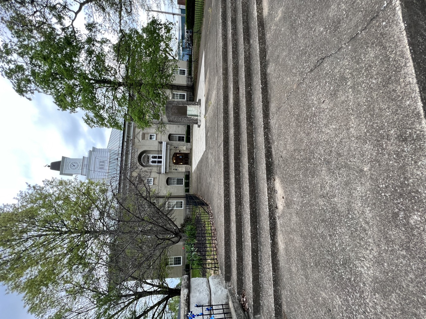 Courthouse steps and plaza before cleaning