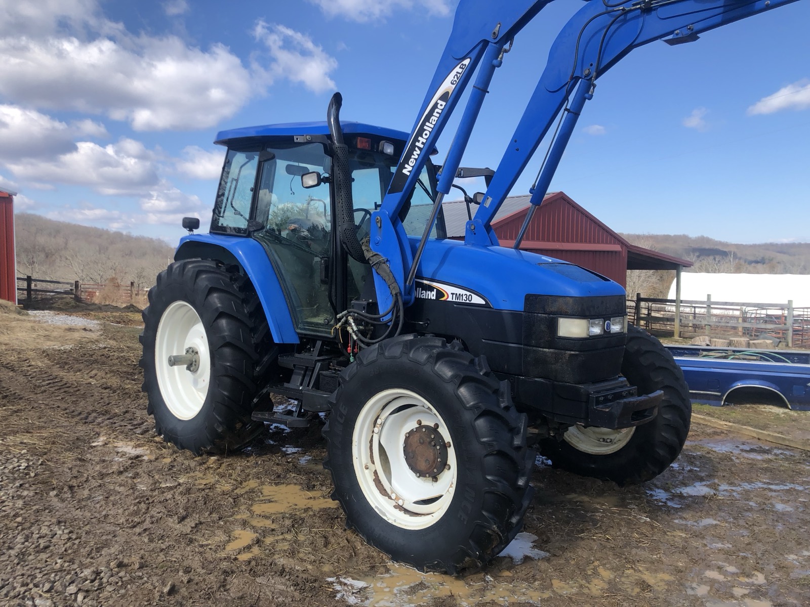 Blue tractor after washing